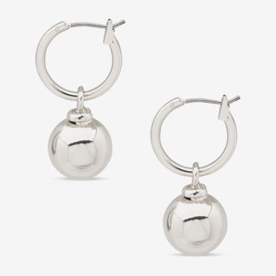 Worthington Silver Tone Ball Hoop Earrings