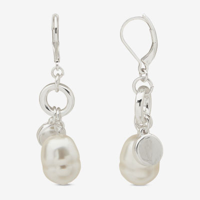 Worthington Silver Tone Simulated Pearl Drop Earrings