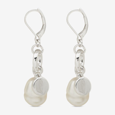 Worthington Silver Tone Simulated Pearl Drop Earrings