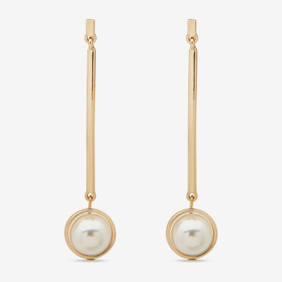 Worthington Linear Simulated Pearl Drop Earrings