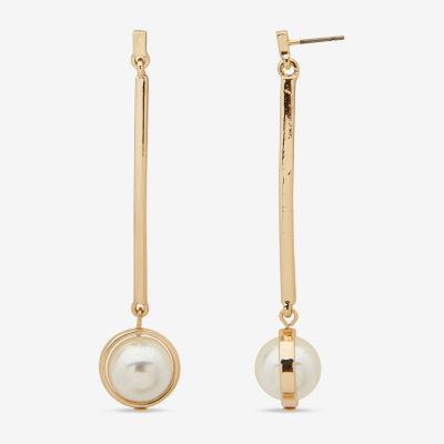 Worthington Linear Simulated Pearl Drop Earrings