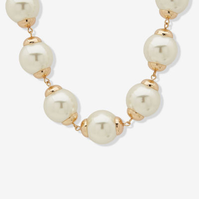 Worthington Station Simulated Pearl 32 Inch Link Collar Necklace