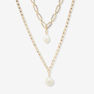 Worthington Pendant Womens White 21 Inch Strand Necklace