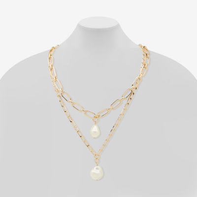 Worthington Pendant Womens White 21 Inch Strand Necklace