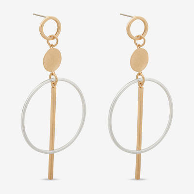 a.n.a Two Tone Circle Linear 86.4mm Drop Earrings