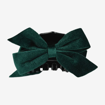 Bijoux Bar Green Velvet Bow Hair Clip