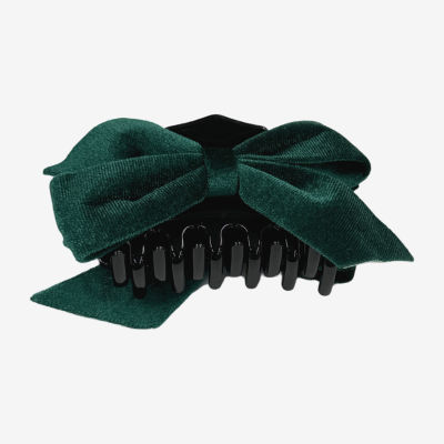 Bijoux Bar Green Velvet Bow Hair Clip