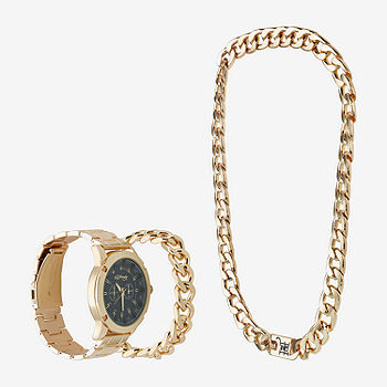 Ed Hardy Mens Gold Tone 3-pc. Watch Boxed Set with 21 Ed Hardy Mens Gold Tone 3-pc. Watch Boxed Set with 21