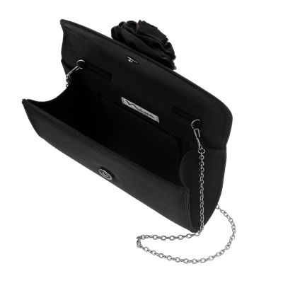 N By Nina Frily Rosette Emebellished Flap Clutch Evening Bag