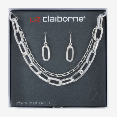 Liz Claiborne Layered Necklace And Drop Earring Womens 2-pc. Jewelry Set
