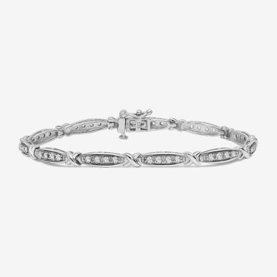 1 CT. T.W. Natural White Diamond Sterling Silver Tennis Bracelet