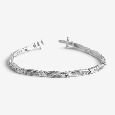 1 CT. T.W. Natural White Diamond Sterling Silver Tennis Bracelet