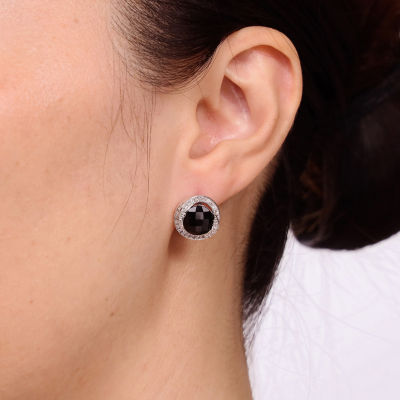 Genuine Black Onyx Sterling Silver 13mm Stud Earrings