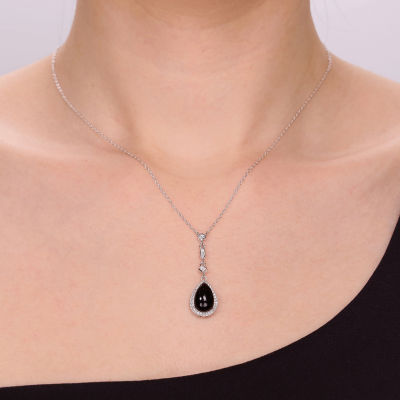 Womens Genuine Black Onyx Sterling Silver Y Necklace