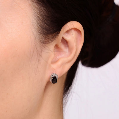 Genuine Black Onyx Sterling Silver 11mm Stud Earrings