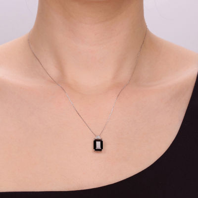 Womens Genuine Black Onyx Sterling Silver Pendant Necklace