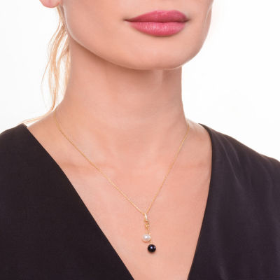 Womens White Cultured Freshwater Pearl 18K Gold Over Silver 18 Inch Pendant Necklace