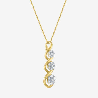 Diamond Blossom (-H / I1-I2) Womens 1/ CT. T.W. Lab Grown White Diamond 10K Gold Pendant Necklace