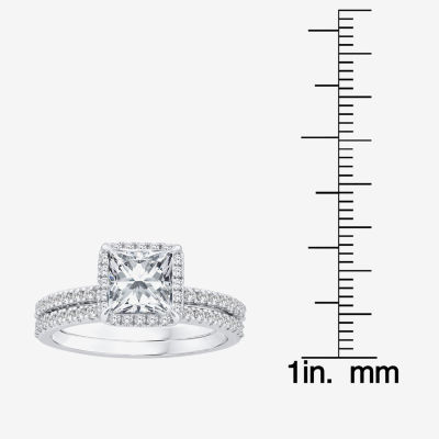 Signature By Modern Bride (G / Si1-Si2) Womens 2 CT. T.W. Lab Grown White Diamond 10K Gold Side Stone Halo Engagement Ring