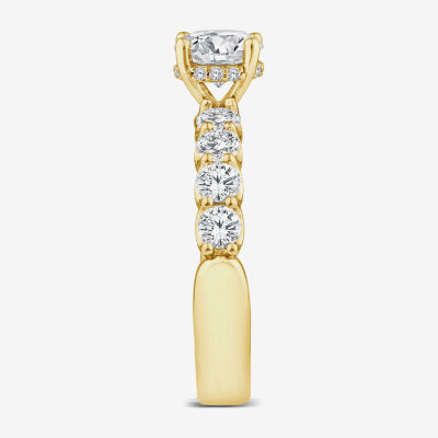 Signature By Modern Bride (G / Si1-Si2) Womens 2 CT. T.W. Lab Grown White Diamond 10K Gold Round Side Stone Engagement Ring