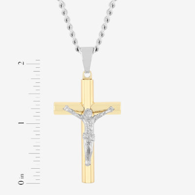 Mens Stainless Steel Cross Pendant Necklace