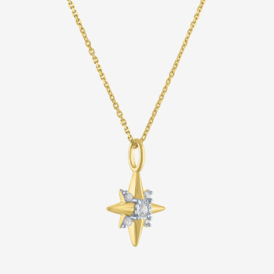 Diamond Addiction North Star (I-J / Si2-I1) Womens 1/10 CT. T.W. Lab Grown White Diamond 14K Gold Over Silver Star Pendant Necklace