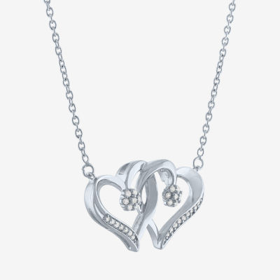 Diamond Blossom (G-H / Si2-I1) Womens 1/10 CT. T.W. Lab Grown White Diamond Sterling Silver Heart Pendant Necklace