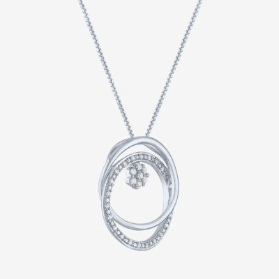 Diamond Blossom (G-H / Si2-I1) Womens 1/10 CT. T.W. Lab Grown White Diamond Sterling Silver Pendant Necklace