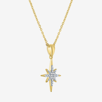 Diamond Accent (G-H / Si2-I1) North Star Womens Lab Grown White 14K Gold Over Silver Sterling Pendant Necklace