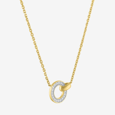 Diamond Addiction (G-H / I1-I2) Womens 1/10 CT. T.W. Lab Grown White Diamond 14K Gold Over Silver Circle Pendant Necklace