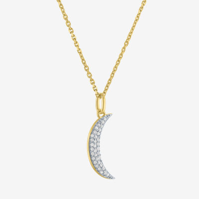 Diamond Addiction (G-H / I1-I2) Womens 1/10 CT. T.W. Lab Grown White Diamond 14K Gold Over Silver Moon Pendant Necklace