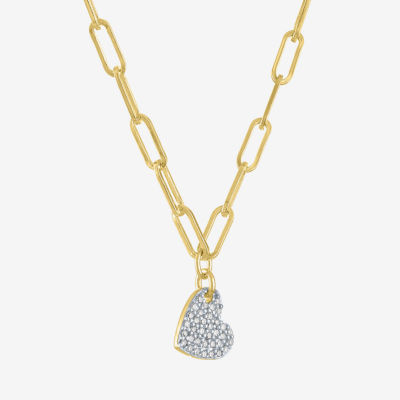 Diamond Addiction (G-H / I1-I2) Womens 1/10 CT. T.W. Lab Grown White Diamond 14K Gold Over Silver Heart Pendant Necklace