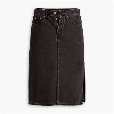 Levi's Side Slit Womens Mid Rise Midi Denim Skirt