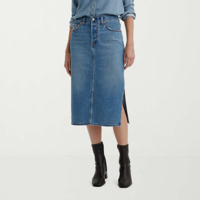 Levi's Womens Mid Rise Midi Denim Skirt