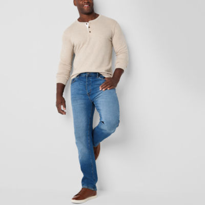 St. John's Bay Waffle Big and Tall Mens Henley Neck Long Sleeve Regular Fit Thermal Top