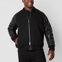 Shaquille O'Neal XLG Mens Big and Tall Varsity Jacket, Large Tall, Black