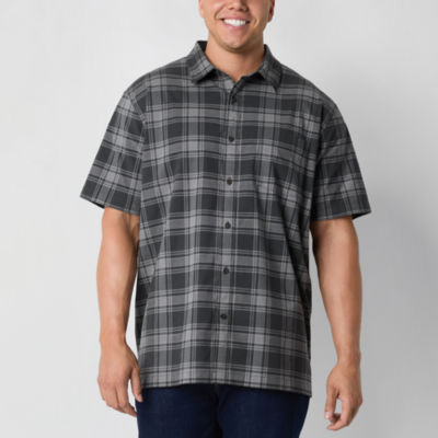 mutual weave Big and Tall Mens Classic Fit Short Sleeve Checked Button-Down Shirt