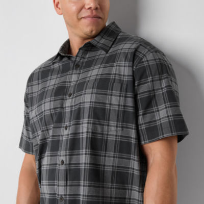 mutual weave Big and Tall Mens Classic Fit Short Sleeve Checked Button-Down Shirt