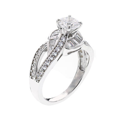 DiamonArt® Cubic Zirconia Sterling Silver Loop Bypass Ring