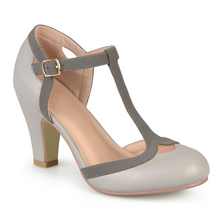 Retro Vintage Style Wide Shoes 1920s-1950s Journee Collection Womens Olina Pumps 7 12 Medium Gray $55.99 AT vintagedancer.com