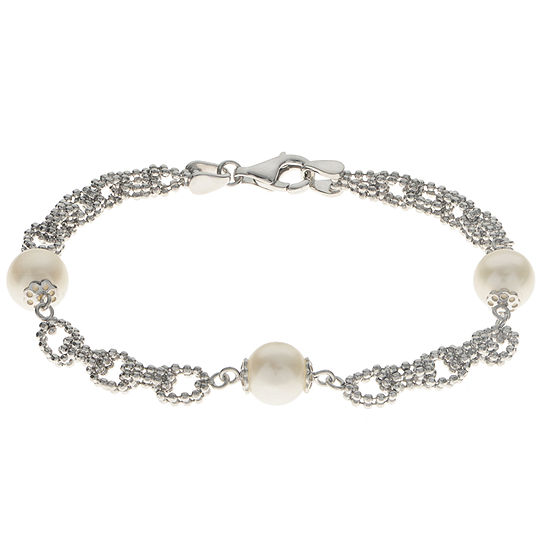 Cultured Freshwater Pearl Sterling Silver Station Chain Bracelet - JCPenney