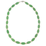 Cultured Freshwater Pearl & Genuine Jade Sterling Silver Necklace