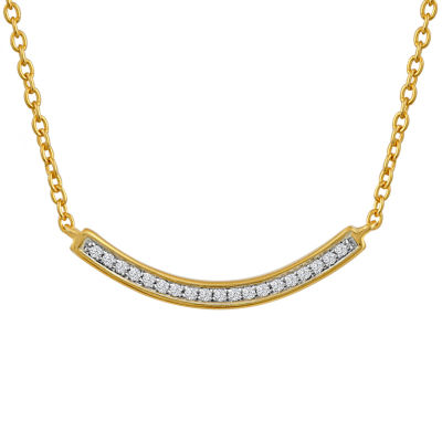 Diamond Accent "Inspire" Womens Diamond Accent Natural White Diamond 14K Gold Over Silver Curved 18 Inch Pendant Necklace