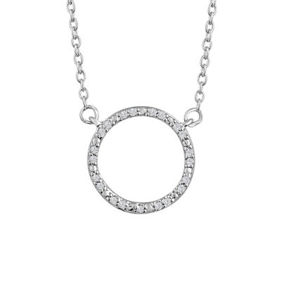 Diamond Accent "Karma" Womens Diamond Accent Natural White Diamond Sterling Silver Circle 18 Inch Pendant Necklace