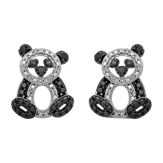 Panda 1/10 CT. T.W. Genuine Multi Color Diamond Sterling Silver 10.9mm Stud Earrings