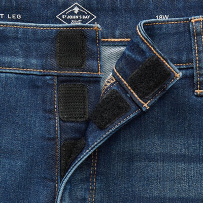 St. John's Bay Secretly Slender Womens Plus Mid Rise Adaptive Hidden Access Opening Straight Leg Jean