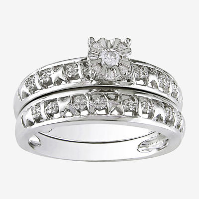 Diamond-Accent Bridal Ring Set in Sterling Silver