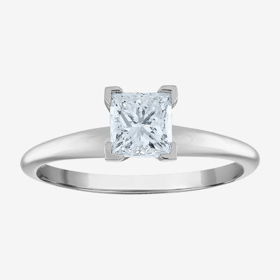 Deluxe Collection (I / I2) Womens 1 CT. Genuine White Diamond 14K White Gold Solitaire Engagement Ring
