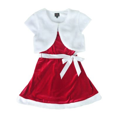 Lilt Santa Little & Big Girls Belted Sleeveless Fit + Flare Dress