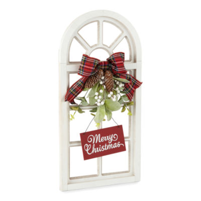 North Pole Trading Co. North Pole Village 12x23 Window With Wreath Wall Sign